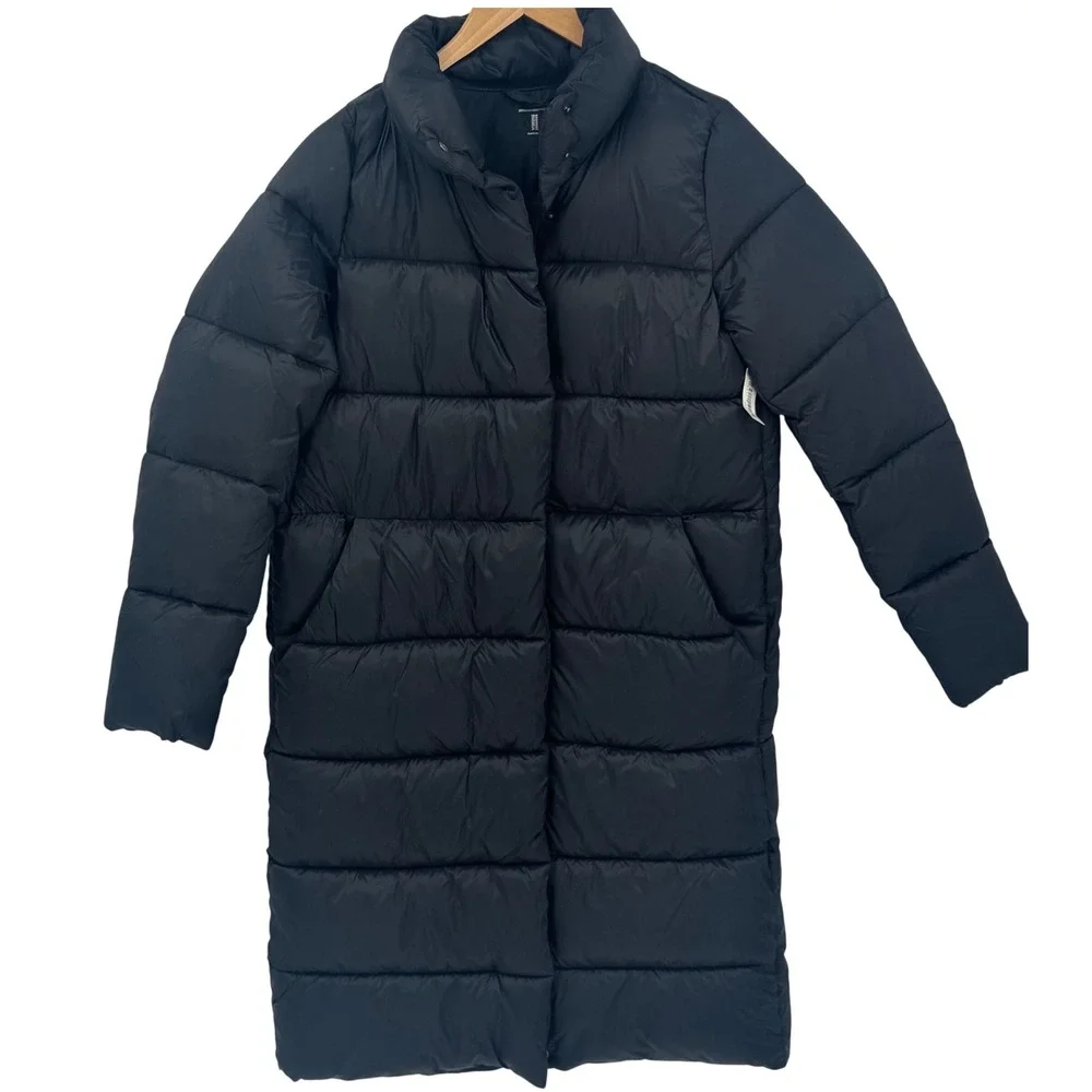 Amazon Essentials‎ Women Black Puffer Longline Coat Jacket Size Medium